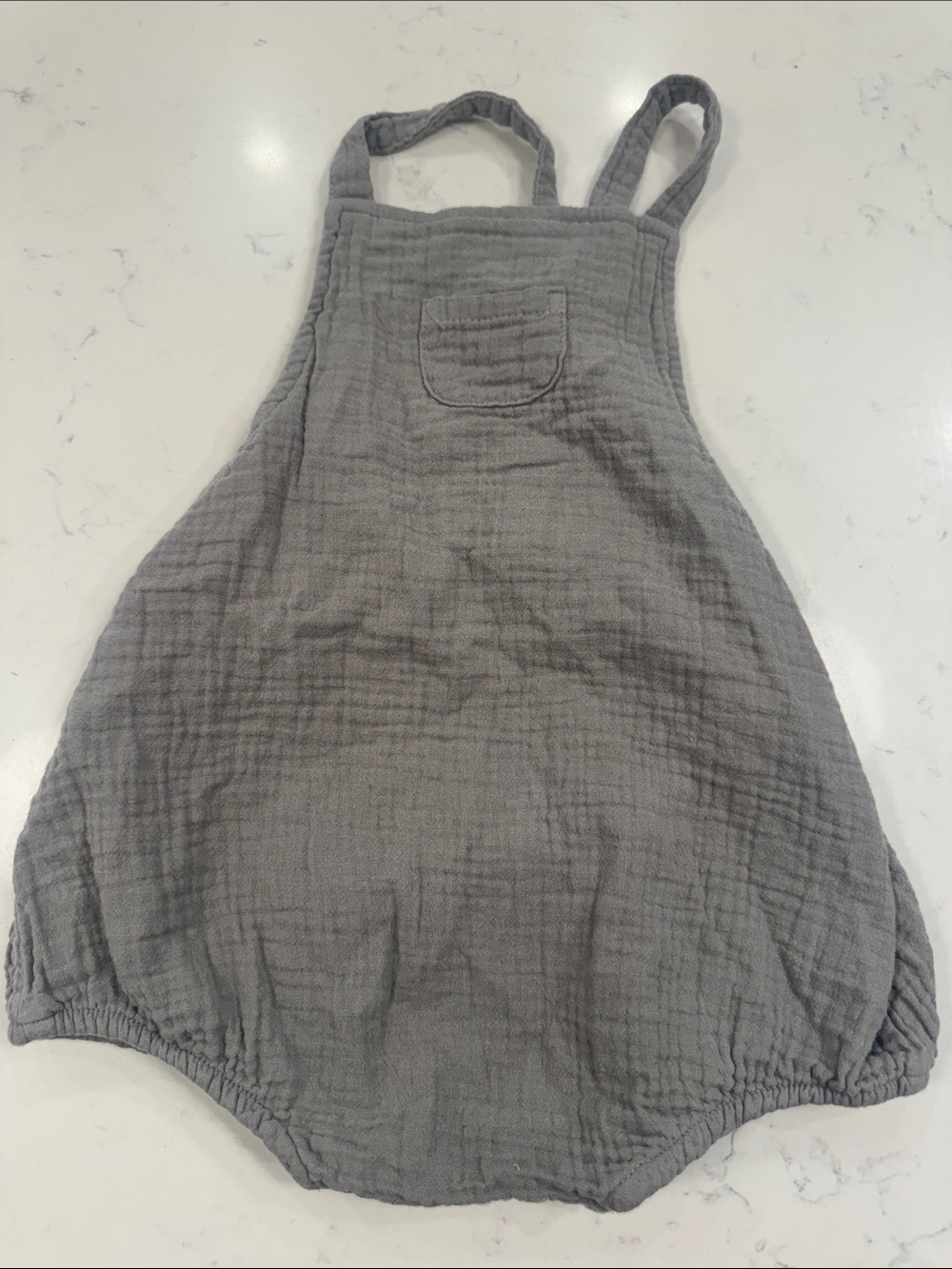 Rylee + Cru Gray Muslin Bubble Romper